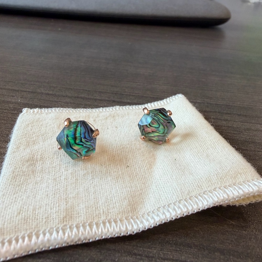 Kendra Scott Gold and Abalone Stud Earrings